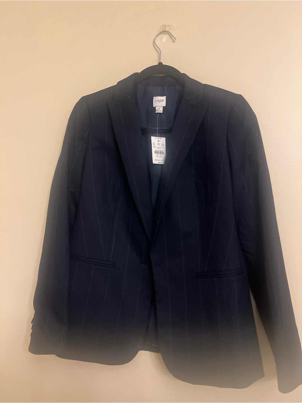 J. Crew Dark Navy Pinstripe Tailored Blazer